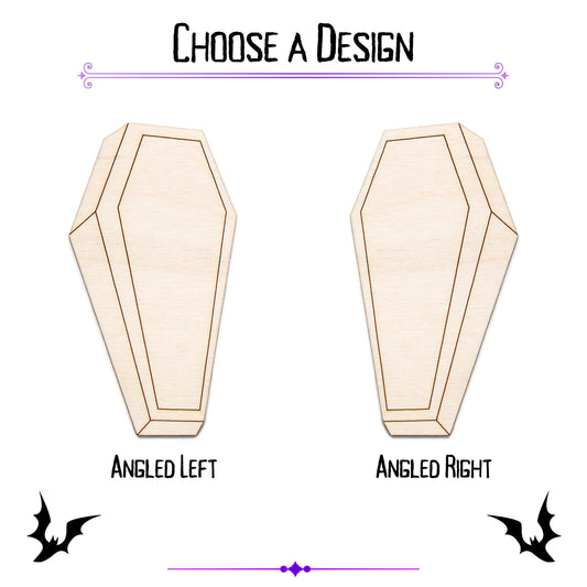 Angled Jeweled Coffin Wood Cutout - Laser Cut Unfinished Craft Shape - Multiple Sizes