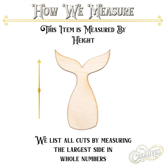 Mermaid Tail Blank Wood Cutout - Laser Cut Unfinished Craft Shape - Multiple Sizes