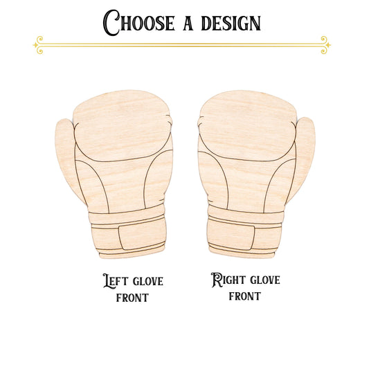 Boxing Glove Front Side Wood Cutout - Laser Cut Unfinished Craft Shape - Multiple Sizes