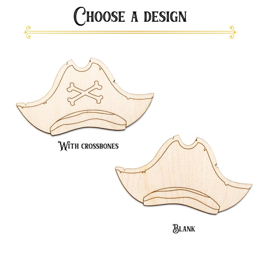 Pirate Hat With Bandana Wood Cutout - Laser Cut Unfinished Craft Shape - Multiple Sizes