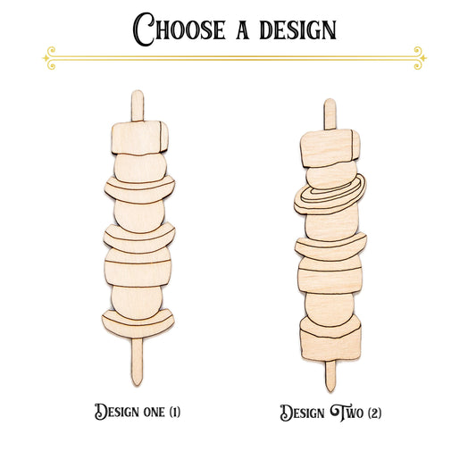 Kabob Detailed Wood Cutout - Laser Cut Unfinished Craft Shape - Multiple Sizes