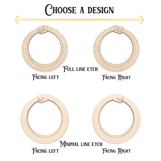 Serpent Ouroboros Wood Cutout - Laser Cut Unfinished Craft Shape - Multiple Sizes