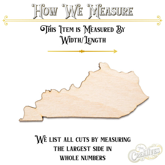 Kentucky State Wood Cutout - Laser Cut Unfinished Craft Shape - Multiple Sizes
