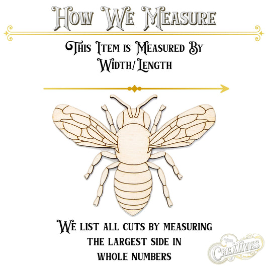 Bee Realistic Wood Cutout - Laser Cut Unfinished Craft Shape - Multiple Sizes