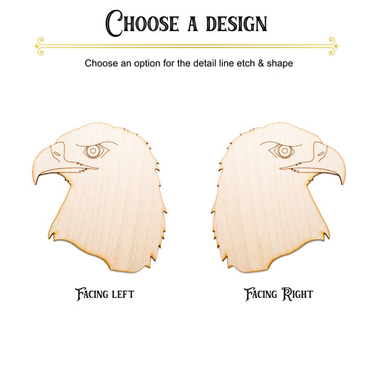 Bald Eagle Head Wood Cutout - Laser Cut Unfinished Craft Shape - Multiple Sizes