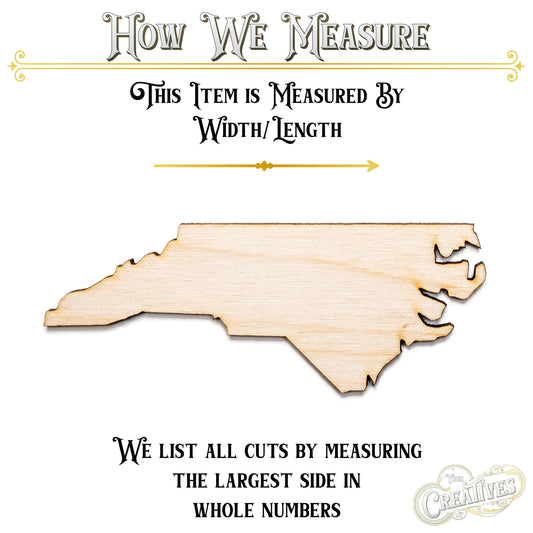 North Carolina Wood Cutout - Laser Cut Unfinished Craft Shape - Multiple Sizes