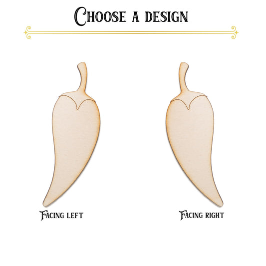 Chili Pepper Wood Cutout - Laser Cut Unfinished Craft Shape - Multiple Sizes
