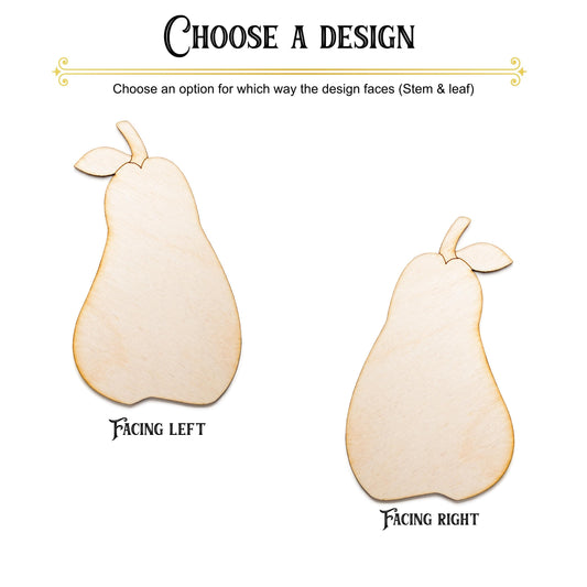 Pear Wood Cutout - Laser Cut Unfinished Craft Shape - Multiple Sizes