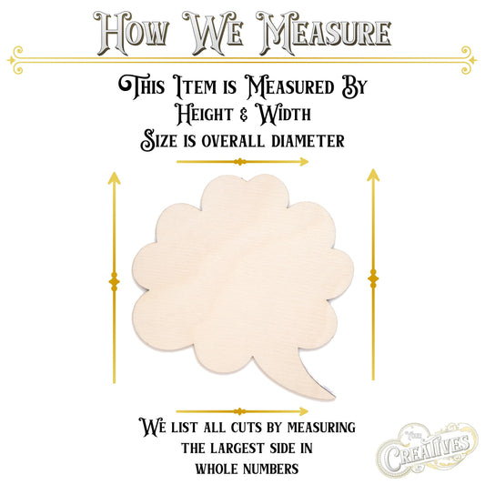 Cloud Speech Bubble Fat Blank Wood Cutout - Laser Cut Unfinished Craft Shape - Multiple Sizes