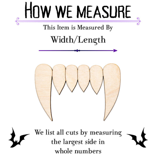 Vampire Fangs Wood Cutout - Laser Cut Unfinished Craft Shape - Multiple Sizes