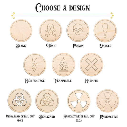 Hazard Signs Circular Detailed Wood Cutout - Laser Cut Unfinished Craft Shape - Multiple Sizes
