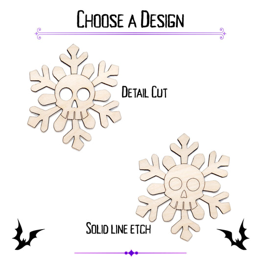 Skull Flake Detailed Wood Cutout - Laser Cut Unfinished Craft Shape - Multiple Sizes