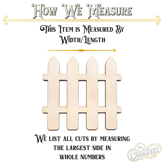 Picket Fence Four Posts Wood Cutout - Laser Cut Unfinished Craft Shape - Multiple Sizes