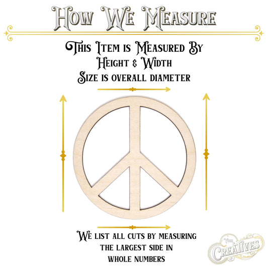 Peace Symbol Wood Cutout - Laser Cut Unfinished Craft Shape - Multiple Sizes