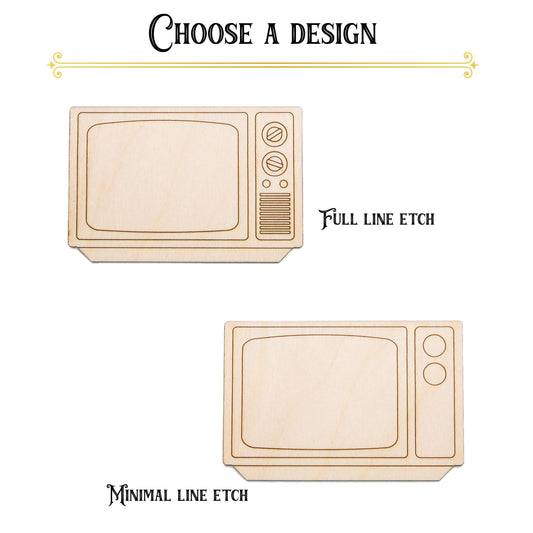 Retro Tv Wood Cutout - Laser Cut Unfinished Craft Shape - Multiple Sizes
