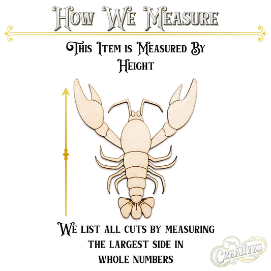 Lobster Detailed Wood Cutout - Laser Cut Unfinished Craft Shape - Multiple Sizes
