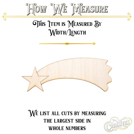 Shooting Star Blank Wood Cutout - Laser Cut Unfinished Craft Shape - Multiple Sizes