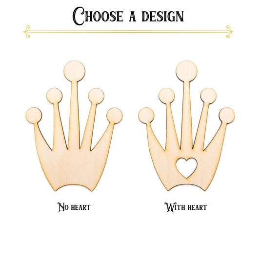 Petite Crown Wood Cutout - Laser Cut Unfinished Craft Shape - Multiple Sizes