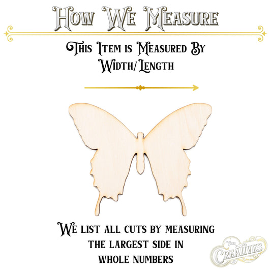 Tailed Butterfly Blank Wood Cutout - Laser Cut Unfinished Craft Shape - Multiple Sizes