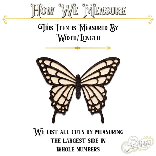Tailed Butterfly Two Layer Stained Wood Cutout - Laser Cut Craft Shape - Multiple Sizes
