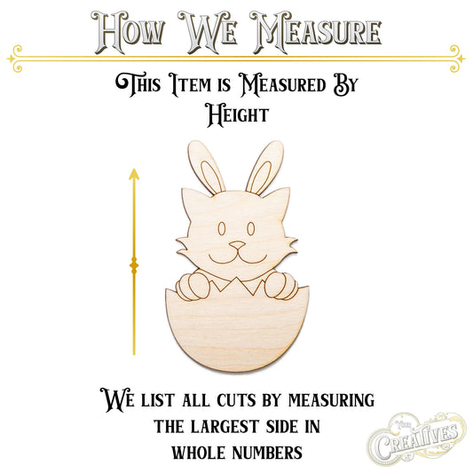 Kitten In Egg Shell Wood Cutout - Laser Cut Unfinished Craft Shape - Multiple Sizes
