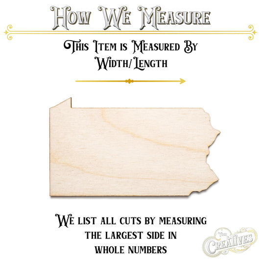 Pennsylvania State Wood Cutout - Laser Cut Unfinished Craft Shape - Multiple Sizes