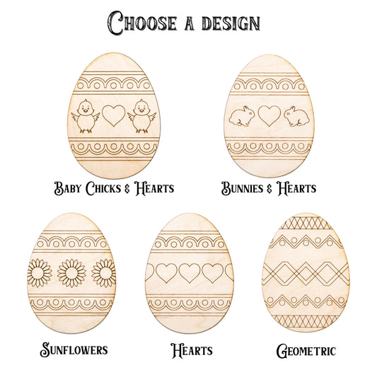 Decorative Easter Eggs Wood Cutout - Laser Cut Unfinished Craft Shape - Multiple Sizes