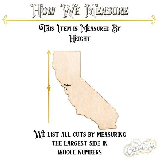 California State Wood Cutout - Laser Cut Unfinished Craft Shape - Multiple Sizes