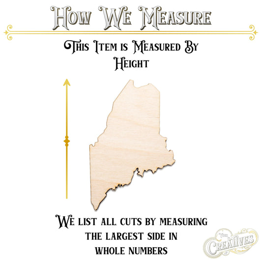 Maine State Wood Cutout - Laser Cut Unfinished Craft Shape - Multiple Sizes