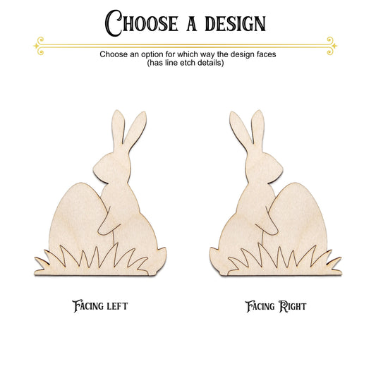 Bunny With Egg Wood Cutout - Laser Cut Unfinished Craft Shape - Multiple Sizes