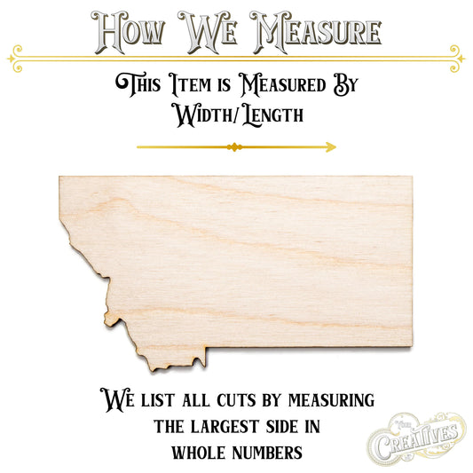 Montana State Wood Cutout - Laser Cut Unfinished Craft Shape - Multiple Sizes