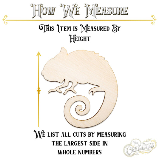 Cute Chameleon Blank Wood Cutout - Laser Cut Unfinished Craft Shape - Multiple Sizes