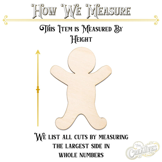 Gingerbread Man Blank Wood Cutout - Laser Cut Unfinished Craft Shape - Multiple Sizes