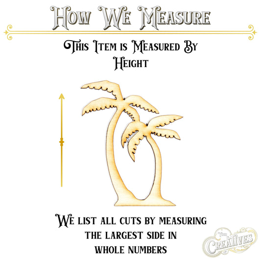 Island Palm Trees Wood Cutout - Laser Cut Unfinished Craft Shape - Multiple Sizes