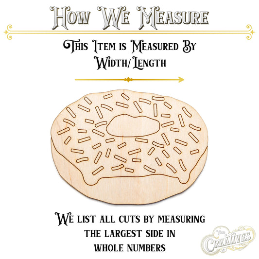 Sprinkle Donut Side View Detailed Wood Cutout - Laser Cut Unfinished Craft Shape - Multiple Sizes