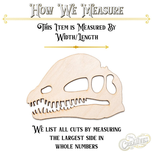 Dilophosaurus Dinosaur Skull Blank Wood Cutout - Laser Cut Unfinished Craft Shape - Multiple Sizes