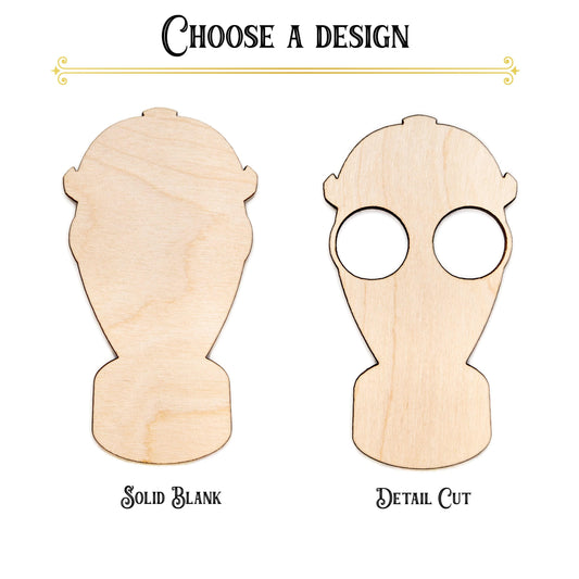 Vintage Gas Mask Blank Wood Cutout - Laser Cut Unfinished Craft Shape - Multiple Sizes