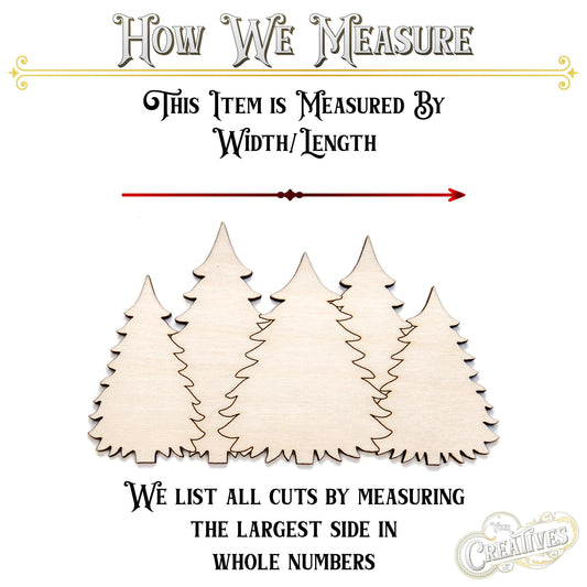 Pine Trees Bunch Detailed Wood Cutout - Laser Cut Unfinished Craft Shape - Multiple Sizes