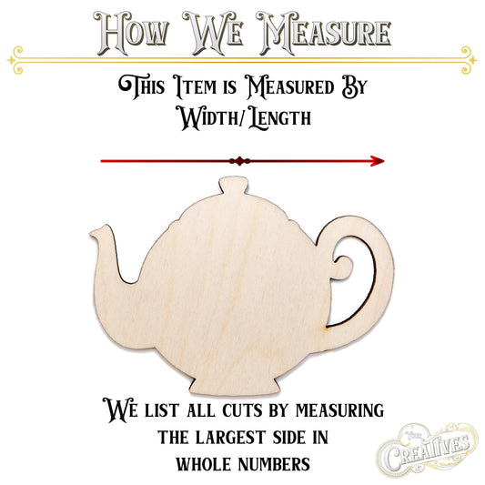 Teapot Blank Wood Cutout - Laser Cut Unfinished Craft Shape - Multiple Sizes