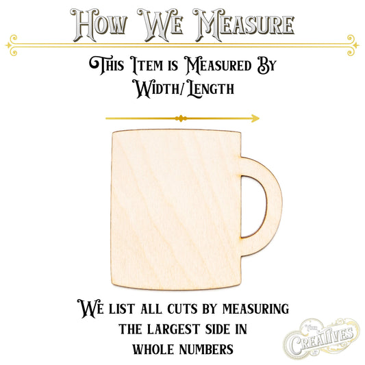 Coffee Mug Blank Wood Cutout - Laser Cut Unfinished Craft Shape - Multiple Sizes