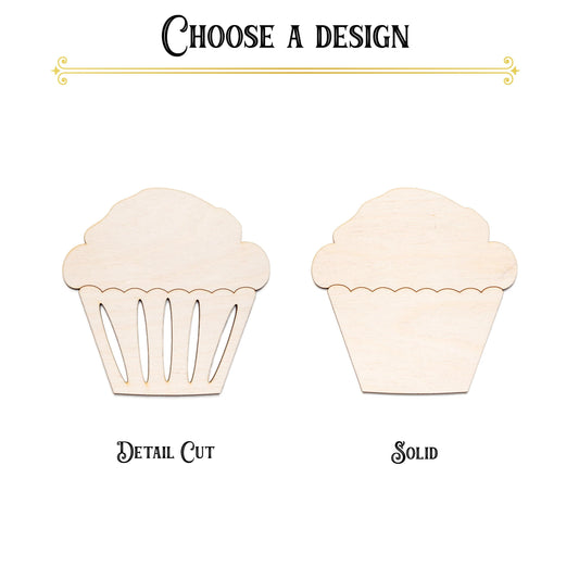 Muffin Wood Cutout - Laser Cut Unfinished Craft Shape - Multiple Sizes