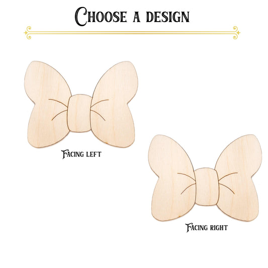 Cute Bow Wood Cutout - Laser Cut Unfinished Craft Shape - Multiple Sizes