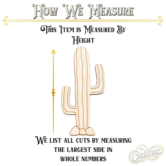 Saguaro Cactus Detailed Wood Cutout - Laser Cut Unfinished Craft Shape - Multiple Sizes