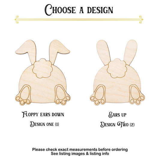 Bunny Butt Wood Cutout - Laser Cut Unfinished Craft Shape - Multiple Sizes