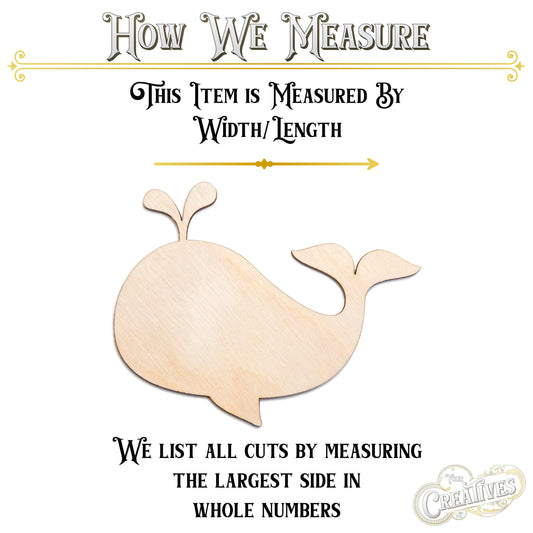 Cute Whale Blank Wood Cutout - Laser Cut Unfinished Craft Shape - Multiple Sizes