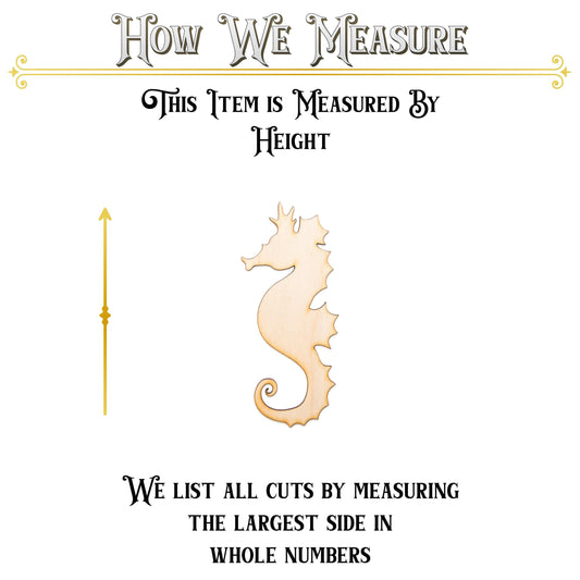 Seahorse Blank Wood Cutout - Laser Cut Unfinished Craft Shape - Multiple Sizes