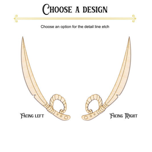 Pirate Sword Wood Cutout - Laser Cut Unfinished Craft Shape - Multiple Sizes