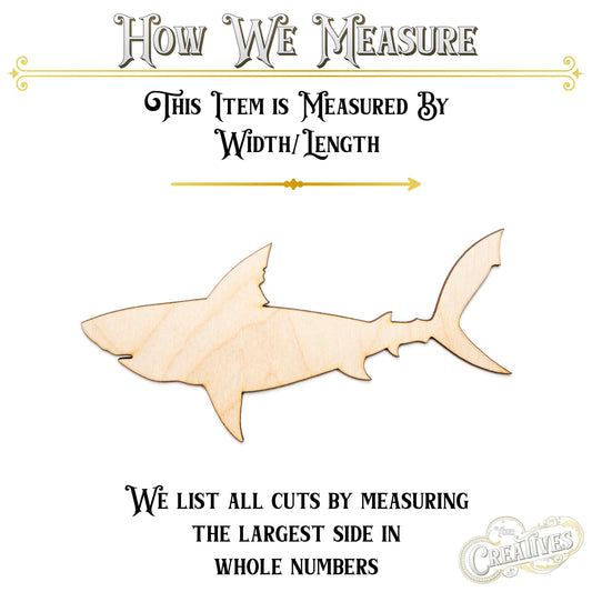 Shark Blank Wood Cutout - Laser Cut Unfinished Craft Shape - Multiple Sizes