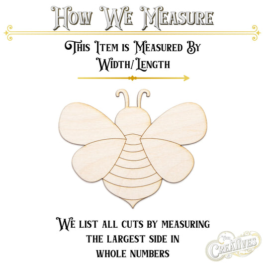 Cute Bee Wood Cutout - Laser Cut Unfinished Craft Shape - Multiple Sizes