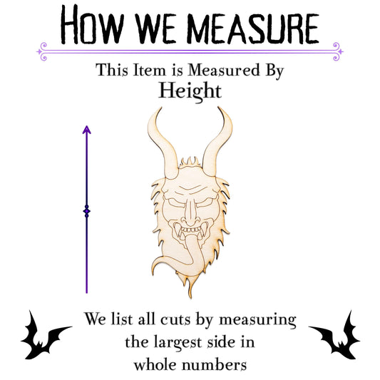 Krampus Head Wood Cutout - Laser Cut Unfinished Craft Shape - Multiple Sizes